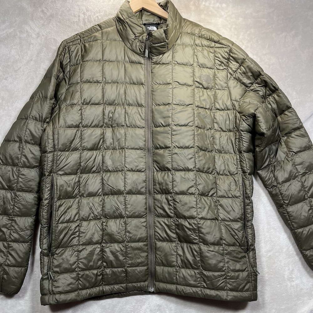 North Face ThermoBall Eco Jacket Men's 2XL Olive Green Puffer Full Zip Light